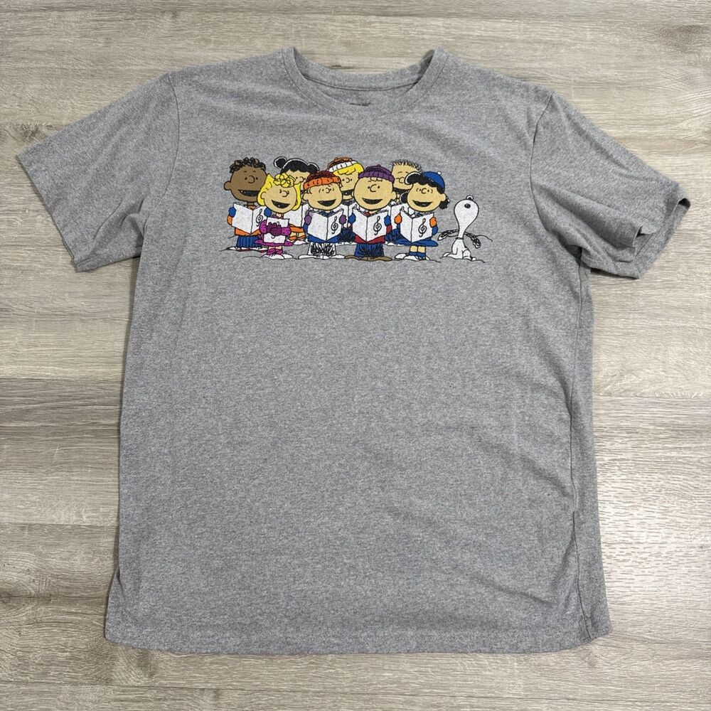 Peanuts Shirt Snoopy Baseball Team Men's Gray Medium Tee